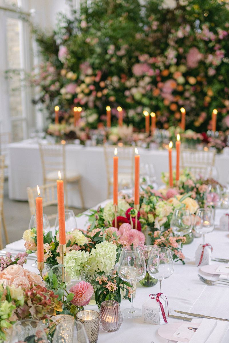 Table display with a gorgeous selection of flowers
